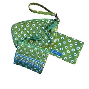Vera Bradley Set -3 Rare 2004 Apple Green: Coin Purse, Wristlet, Tissue Holder